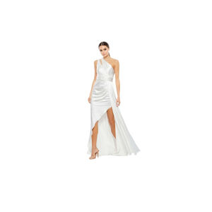Mac Duggal One Shoulder Dress Size 6 White